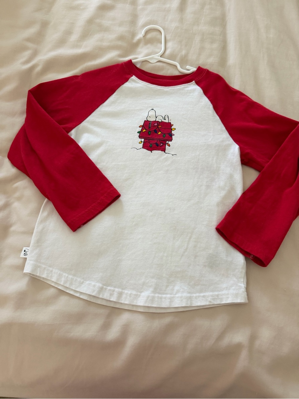 Janie and Jack Red White Long Sleeve Tee w Snoopy Christmas Gift boys size 7
